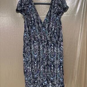 Torrid Women’s Chevron Print V-Neck romper in Black, Blue and purple